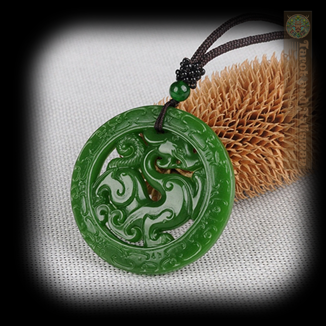 Green Hetian Jasper Dragon Carved Talisman