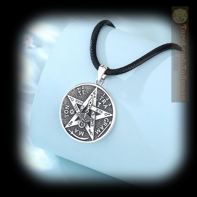 Tetragrammaton Talisman: A Symphony of Swirling Symbols in Sterling Silver