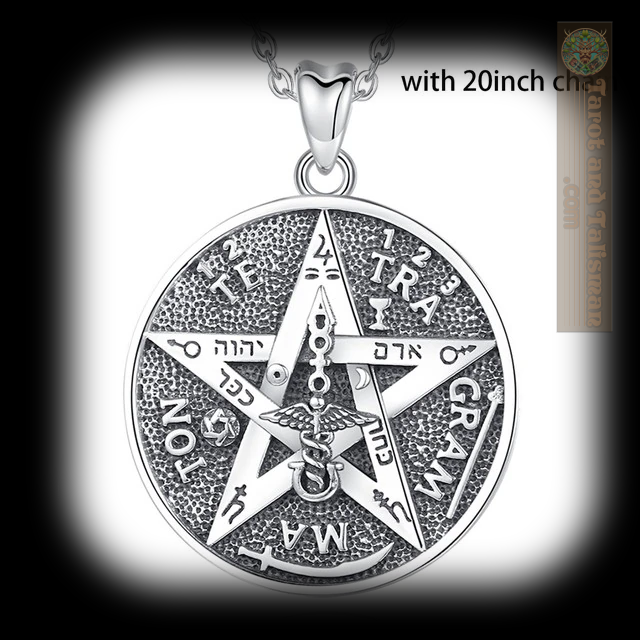 Tetragrammaton Talisman: A Symphony of Swirling Symbols in Sterling Silver